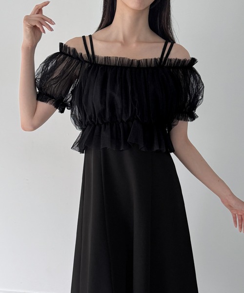 JUNOAH（ジュノア）の「【選べる】チュールビスチェ＋キャミワンピース