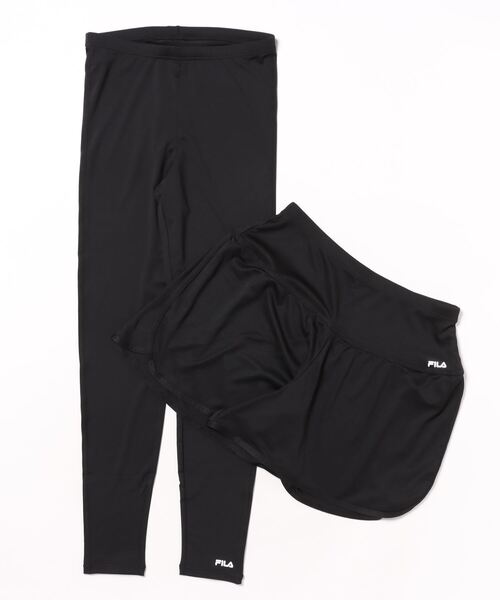 FILA（フィラ）の「【紫外線防止】【UVカット】【WEB限定】水陸両用キュロット付レギ2点【FILA】（ラッシュガード・レディース・ブラック・LARGE/MEDIUM/SMALL）」の9枚目の写真