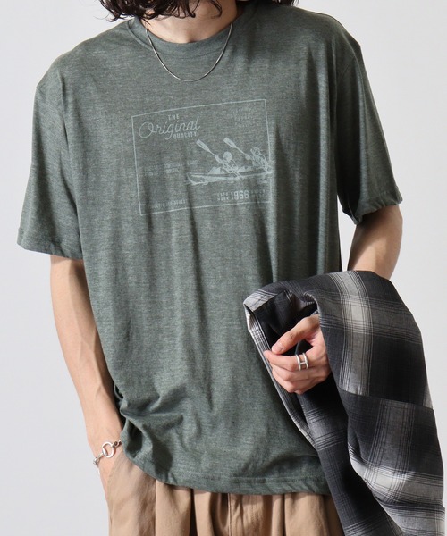 FUNALIVE(ファンアライブ)の「アウトドアプリント半袖Tシャツ(Tシャツ/カットソー・メンズ・モスグリーン/チャコール/オレンジ/ベージュ/ブラウン/グリーン系/ベージュ系/マスタード・L/LL/M)」の6枚目の写真