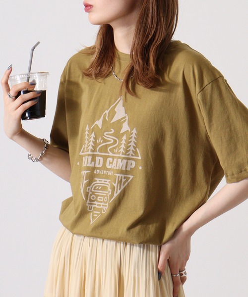 FUNALIVE(ファンアライブ)の「アウトドアプリント半袖Tシャツ(Tシャツ/カットソー・メンズ・モスグリーン/チャコール/オレンジ/ベージュ/ブラウン/グリーン系/ベージュ系/マスタード・L/LL/M)」の5枚目の写真