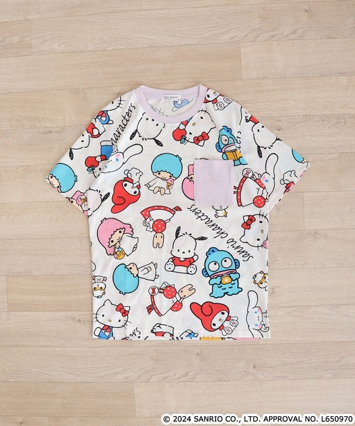sanrio(サンリオ)の「サンリオキャラクターズ総柄半袖Tシャツ(Tシャツ/カットソー・メンズ・ピンク/ライトパープル/ピンク系/ホワイト/サックスブルー/ブルーグレー/クリーム・M/L/LL)」の8枚目の写真