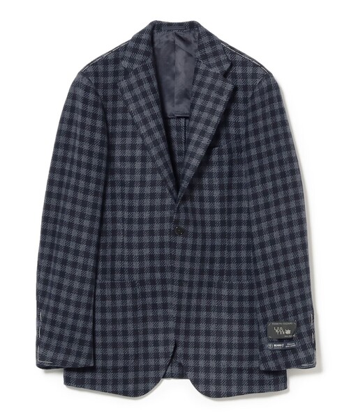 BEAMS F（ビームスエフ）の「EASY LEOMASTER ミックスファブリック シェパードチェック ジャケット（テーラードジャケット・メンズ・ネイビー・44/46/48/50）」の2枚目の写真