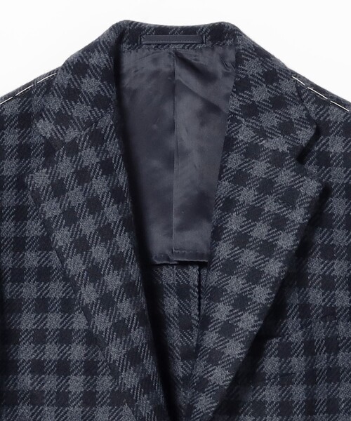 BEAMS F（ビームスエフ）の「EASY LEOMASTER ミックスファブリック シェパードチェック ジャケット（テーラードジャケット・メンズ・ネイビー・44/46/48/50）」の3枚目の写真