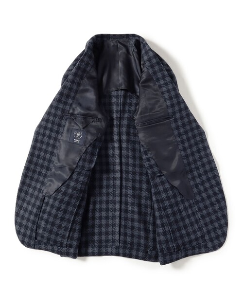 BEAMS F（ビームスエフ）の「EASY LEOMASTER ミックスファブリック シェパードチェック ジャケット（テーラードジャケット・メンズ・ネイビー・44/46/48/50）」の5枚目の写真