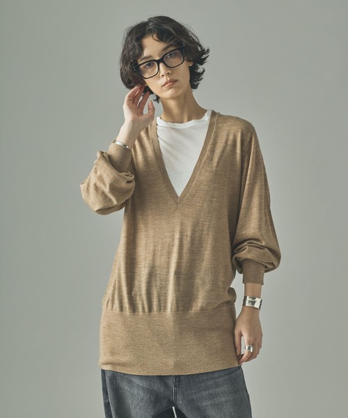 Curensology（カレンソロジー）の「Curensology(カレンソロジー)/ファインウールVネックプルオーバー（ニット/セーター・レディース・ボルドー/ネイビー/グレー系その他/カーキ/ブラック/ホワイト/ベージュ/モカ・FREE）」の9枚目の写真