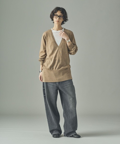 Curensology（カレンソロジー）の「Curensology(カレンソロジー)/ファインウールVネックプルオーバー（ニット/セーター・レディース・ボルドー/ネイビー/グレー系その他/カーキ/ブラック/ホワイト/ベージュ/モカ・FREE）」の12枚目の写真