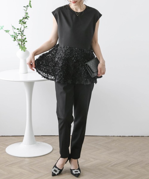 AMELY(エミリー)の「フラワーチュール ペプラムトップス(シャツ/ブラウス・レディース・ブラック系その他2/ブラック系その他/ホワイト系その他2/ホワイト系その他・フリー)」の14枚目の写真