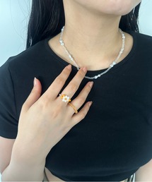 kutirlune/【2セット】フラワーモチーフビーズリング