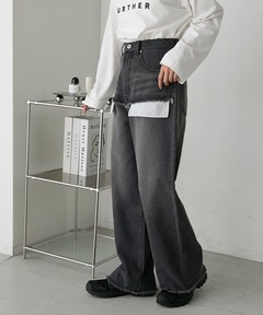 superNova./スーパーノヴァ】Selvedge wide jeans-Vintage wash