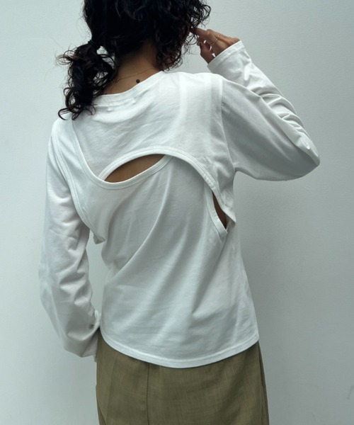 y/m(イム)の「バックデザインロンT(Tシャツ/カットソー・レディース・ブラック/オフホワイト・FREE)」の3枚目の写真