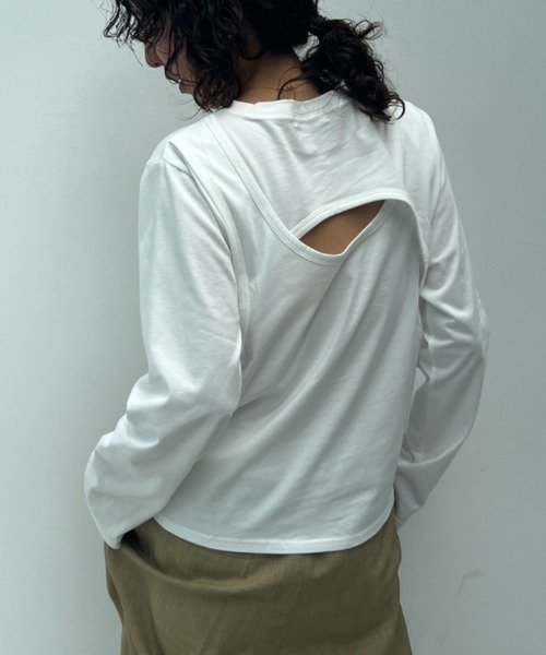 y/m(イム)の「バックデザインロンT(Tシャツ/カットソー・レディース・ブラック/オフホワイト・FREE)」の4枚目の写真