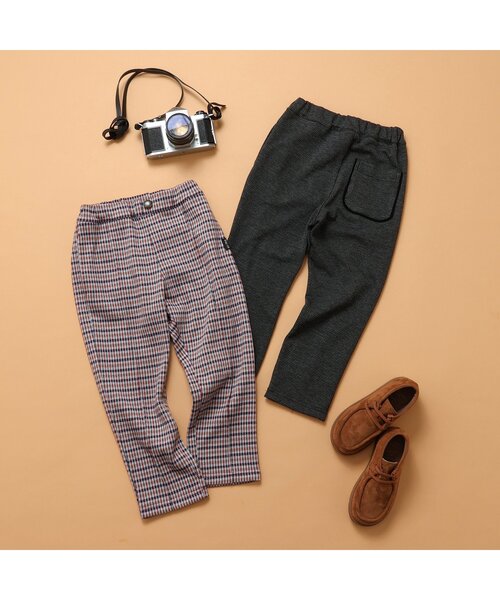 apres les cours（アプレレクール）の「【リンク】センタープレスジャガードパンツ（その他パンツ・キッズ・チェック/ブラック・120/110/100/90/130/80）」の9枚目の写真