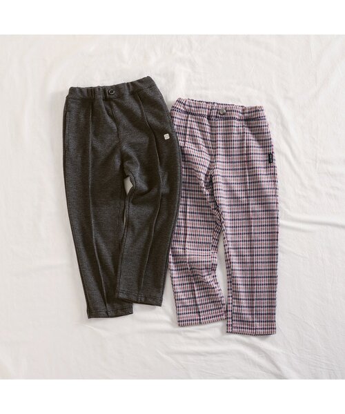 apres les cours（アプレレクール）の「【リンク】センタープレスジャガードパンツ（その他パンツ・キッズ・チェック/ブラック・120/110/100/90/130/80）」の10枚目の写真