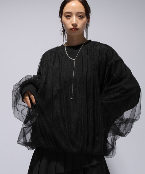 HARE（ハレ）の「チュールレイヤードビッグスウェット(HARE)（スウェット・レディース・グリーン/ブラック/パープル・FREE）」の8枚目の写真