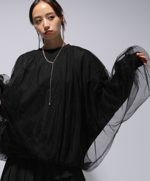 HARE（ハレ）の「チュールレイヤードビッグスウェット(HARE)（スウェット・レディース・グリーン/ブラック/パープル・FREE）」の9枚目の写真