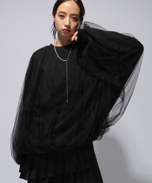 HARE（ハレ）の「チュールレイヤードビッグスウェット(HARE)（スウェット・レディース・グリーン/ブラック/パープル・FREE）」の10枚目の写真