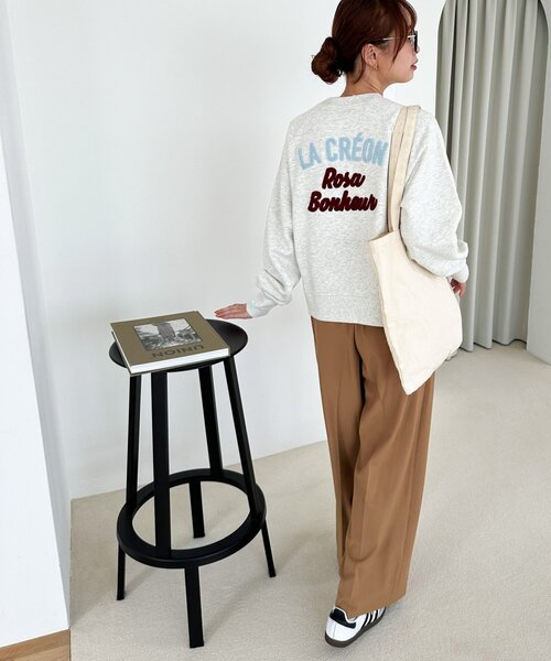 DISCOAT(ディスコート)の「【WEB限定】サガラバックロゴスウェット(Tシャツ/カットソー・レディース・ライトベージュ/チャコールグレー/キャメル・FREE)」の20枚目の写真
