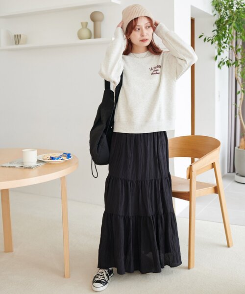 DISCOAT(ディスコート)の「【WEB限定】サガラバックロゴスウェット(Tシャツ/カットソー・レディース・ライトベージュ/チャコールグレー/キャメル・FREE)」の17枚目の写真
