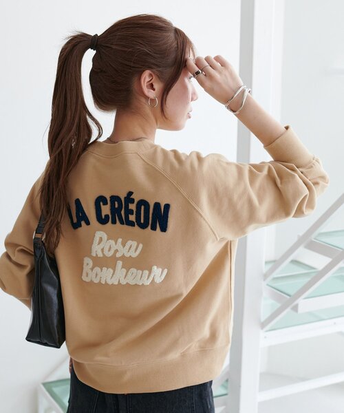 DISCOAT(ディスコート)の「【WEB限定】サガラバックロゴスウェット(Tシャツ/カットソー・レディース・ライトベージュ/チャコールグレー/キャメル・FREE)」の11枚目の写真