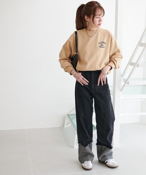 DISCOAT(ディスコート)の「【WEB限定】サガラバックロゴスウェット(Tシャツ/カットソー・レディース・ライトベージュ/チャコールグレー/キャメル・FREE)」の10枚目の写真