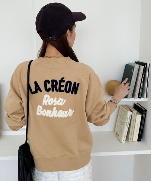 DISCOAT(ディスコート)の「【WEB限定】サガラバックロゴスウェット(Tシャツ/カットソー・レディース・ライトベージュ/チャコールグレー/キャメル・FREE)」の6枚目の写真