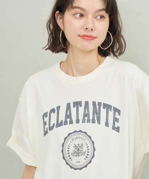 ROPE' PICNIC(ロペピクニック)の「カレッジロゴオーバーTシャツ(Tシャツ/カットソー・レディース・オフホワイト/チャコールグレー/ベージュ系その他3・38)」の2枚目の写真