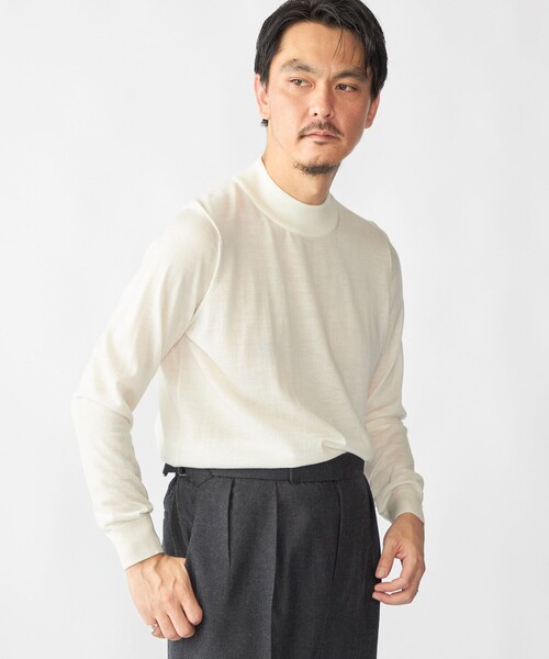 セール】SHIPS:〈手洗い可能〉HANDFRAME 16ゲージ モックネック ニット