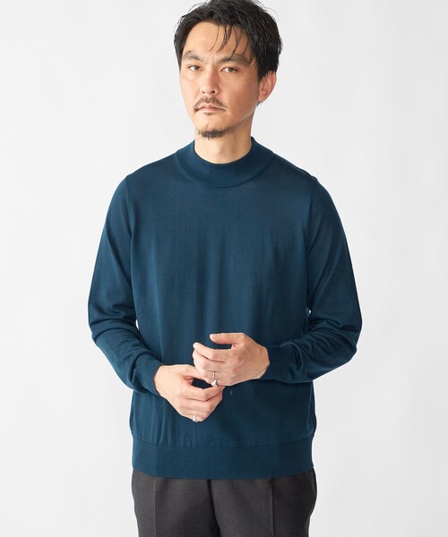 SHIPS:〈手洗い可能〉HANDFRAME 16ゲージ モックネック ニット（ニット
