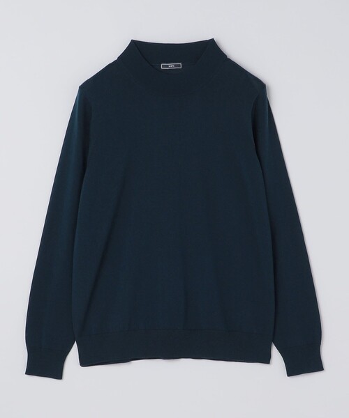 16万✨未使用 フォクシー ニットワンピース モックネック 22年 ネイビー S SHIPS:〈手洗い可能〉HANDFRAME 16ゲージ モックネック ニット（ニット