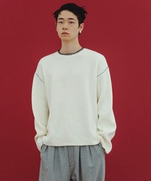 ADAM ET ROPE' | 《アンチピリング/毛玉防止》【WEB限定】ポイント ステッチ ルーズシルエット ニットプルオーバー / ユニセックス(ニット/セーター)