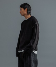 《アンチピリング/毛玉防止》【WEB限定】ポイント ステッチ ルーズシルエット ニットプルオーバー / ユニセックス