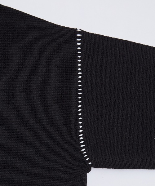 ADAM ET ROPE'（アダムエロペ）の「《アンチピリング/毛玉防止》【WEB限定】ポイント ステッチ ルーズシルエット ニットプルオーバー / ユニセックス（ニット/セーター・メンズ・ブラック/ホワイト・S/M/L）」の8枚目の写真