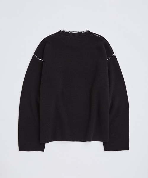 ADAM ET ROPE'（アダムエロペ）の「《アンチピリング/毛玉防止》【WEB限定】ポイント ステッチ ルーズシルエット ニットプルオーバー / ユニセックス（ニット/セーター・メンズ・ブラック/ホワイト・S/M/L）」の11枚目の写真