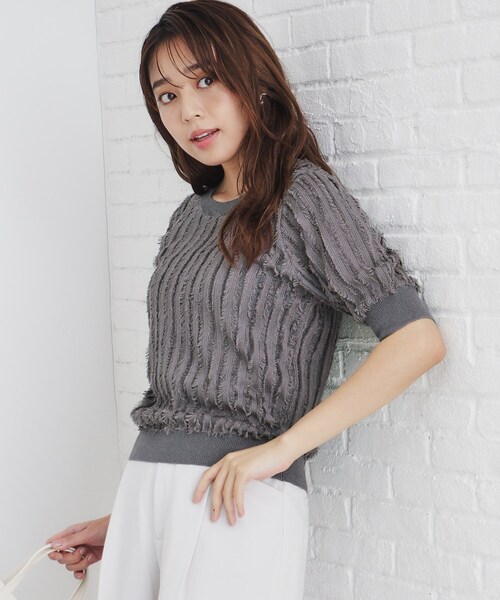 【美品】archivio ニットtops 36 スラブニットZIPトップス ニット レディース 送料無料・メール便