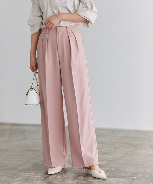 エブール ebure ピンク センタープレス タックパンツ SS25_PRE | ebure