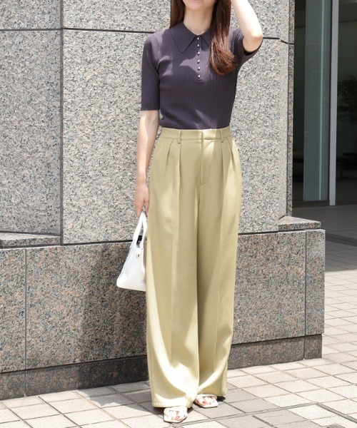 センタープレスタックワイドパンツ（その他パンツ）｜Pierrot