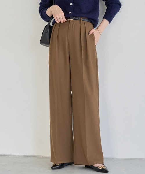 Pierrot（ピエロ）の「センタープレスタックワイドパンツ（その他パンツ・レディース・ブラック/オフホワイト/グレイッシュベージュ/チャコール/イエロー系/ネイビー/ベビーピンク/ブラウン系/ベージュ系その他/ストライプ・TM/M/PM/PS/PL/L/TL/LL/S/TLL）」の14枚目の写真