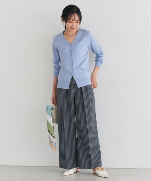 Pierrot（ピエロ）の「センタープレスタックワイドパンツ（その他パンツ・レディース・ブラック/オフホワイト/グレイッシュベージュ/チャコール/イエロー系/ネイビー/ベビーピンク/ブラウン系/ベージュ系その他/ストライプ・TM/M/PM/PS/PL/L/TL/LL/S/TLL）」の21枚目の写真