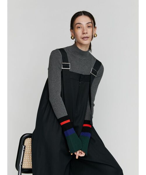 24年モデル✨アンスリード　ポイントボーダーフレアスリーブトップ　リブニット UN3D.（アンスリード）の「POINT BORDER FLARE SLEEVE TOP