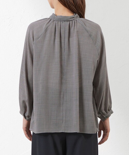 【セール】ボイルマナードチェックスタンドカラーブラウス（シャツ/ブラウス）｜AMACA（アマカ）
