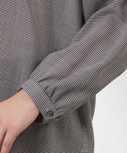 【セール】ボイルマナードチェックスタンドカラーブラウス（シャツ/ブラウス）｜AMACA（アマカ）