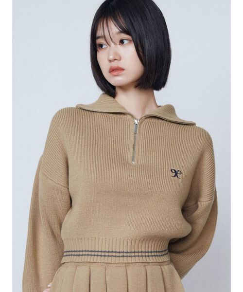 EMODA（エモダ）の「チューズハーフジップニット（ニット/セーター・レディース・ベージュ/グレー/ブラック・FREE）」の3枚目の写真