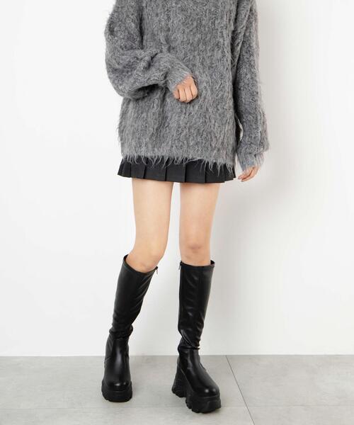 WEGO（ウィゴー）の「WEGO/厚底ボリュームスニーカーソールロングブーツ（ブーツ・レディース・ブラック・MEDIUM/LARGE）」の6枚目の写真