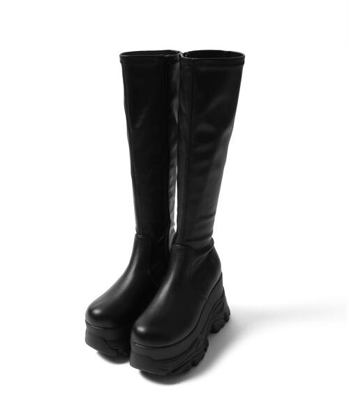 WEGO（ウィゴー）の「WEGO/厚底ボリュームスニーカーソールロングブーツ（ブーツ・レディース・ブラック・MEDIUM/LARGE）」の9枚目の写真