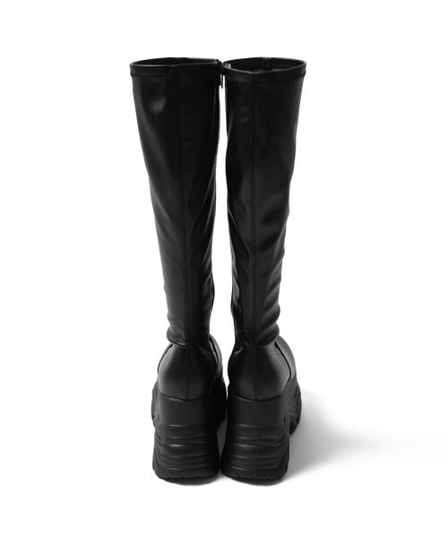 WEGO（ウィゴー）の「WEGO/厚底ボリュームスニーカーソールロングブーツ（ブーツ・レディース・ブラック・MEDIUM/LARGE）」の11枚目の写真