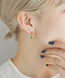 《金属アレルギー対応/ステンレス/キャッチレス》18mmバイカラーフープピアス