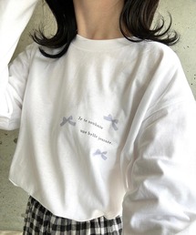 リボンロゴプリントロングTシャツ