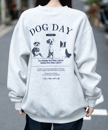 Naive magic | 【a】バックプリント＆刺繍 ルーズサイズ クルーネックスウェット 犬/猫(パーカー)