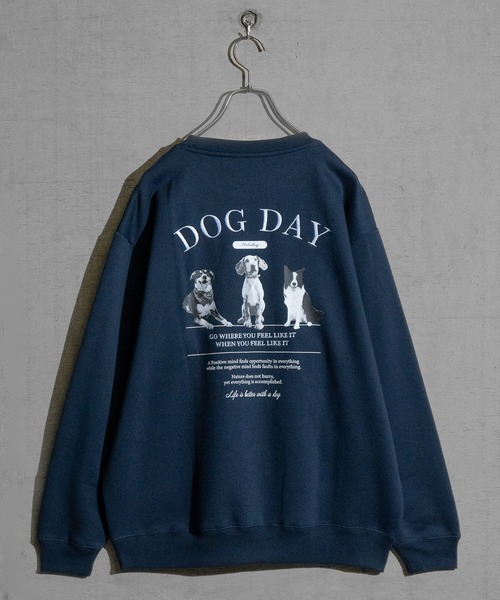 Naive magic（ナイーブマジック）の「【a】バックプリント＆刺繍 ルーズサイズ クルーネックスウェット 犬/猫（パーカー・メンズ・ネイビー/ダークグリーン系2/ダークグリーン系1/オートミール/ブラック/アッシュグレー・LARGE/MEDIUM）」の16枚目の写真