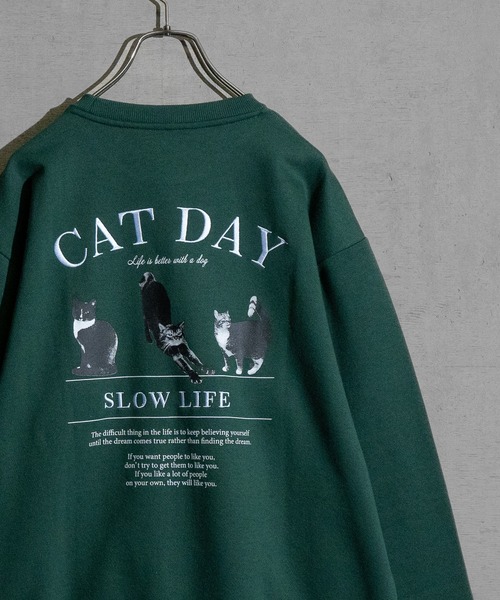 Naive magic（ナイーブマジック）の「【a】バックプリント＆刺繍 ルーズサイズ クルーネックスウェット 犬/猫（パーカー・メンズ・ネイビー/ダークグリーン系2/ダークグリーン系1/オートミール/ブラック/アッシュグレー・LARGE/MEDIUM）」の14枚目の写真